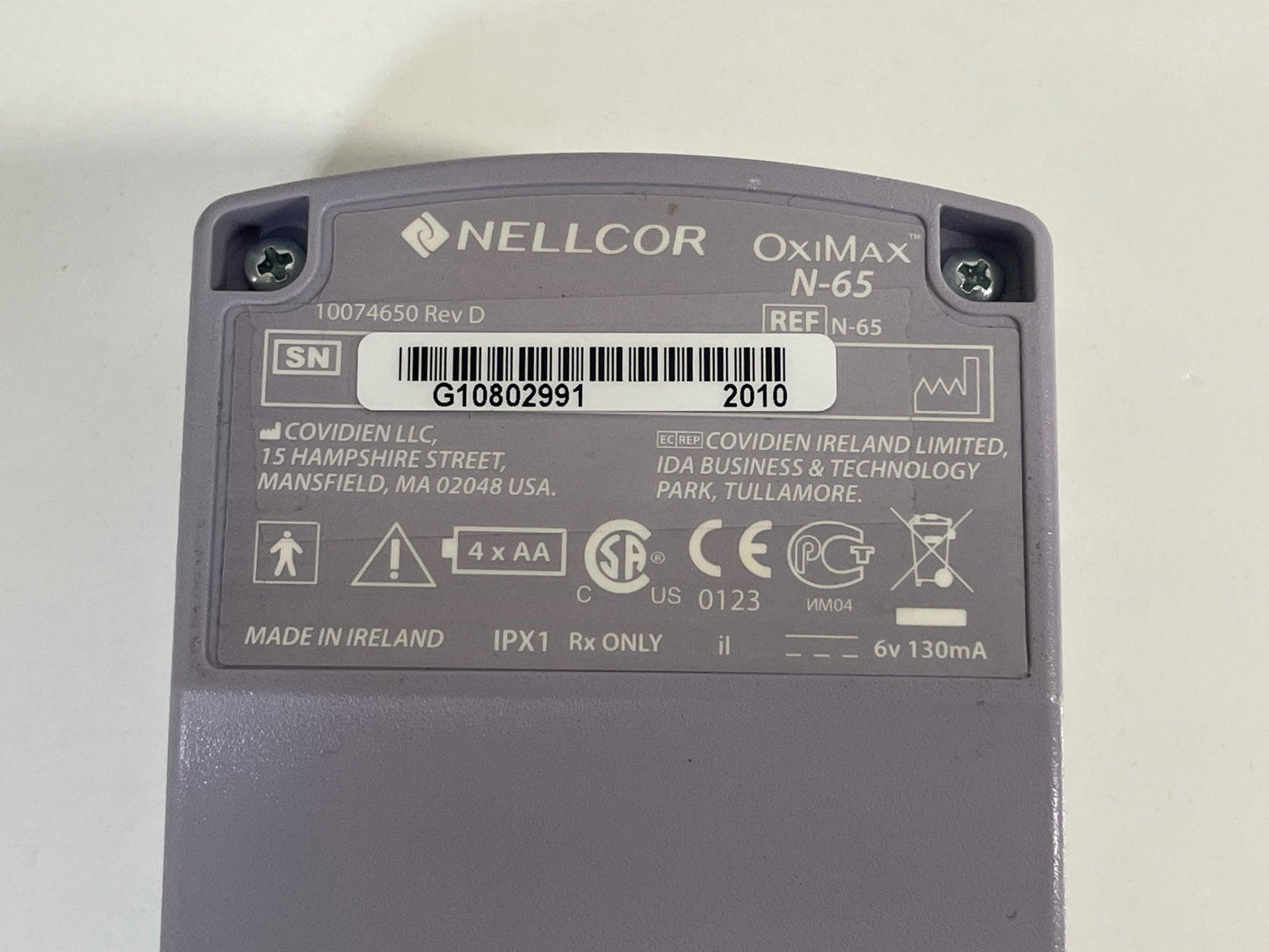 DAMAGED For Parts or Repair Nellcor OxiMax N-65 Pulse Oximeter