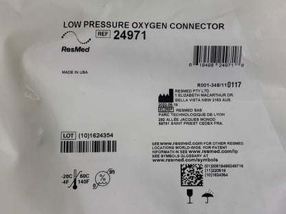 NEW ResMed Low Pressure Oxygen Connector 24971