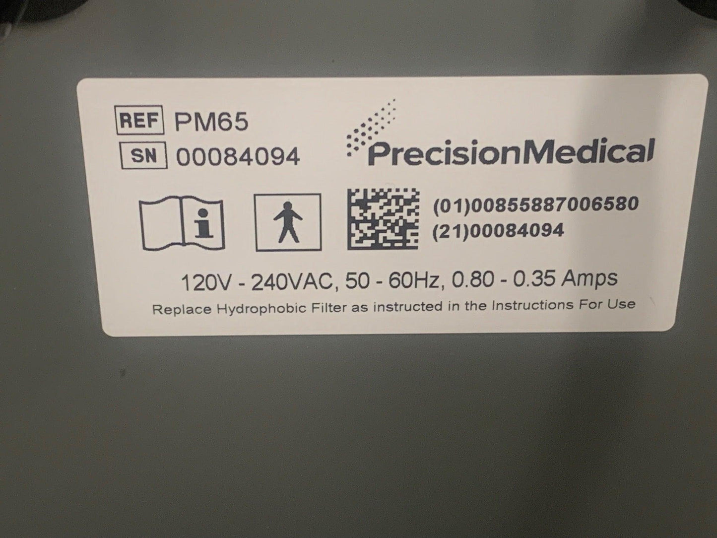 USED Precision Medical EasyGoVac Aspirator PM65