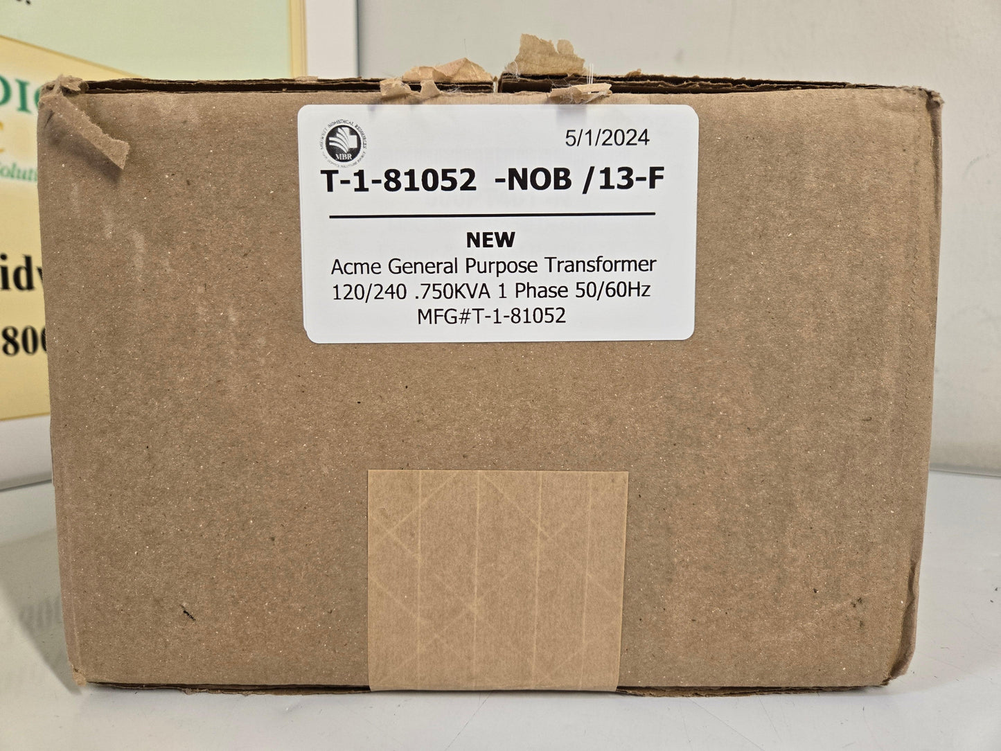 NEW Acme General Purpose Transformer 120/240 .750KVA 1 Phase 50/60Hz MFG# T-1-81052 - MBR Medicals