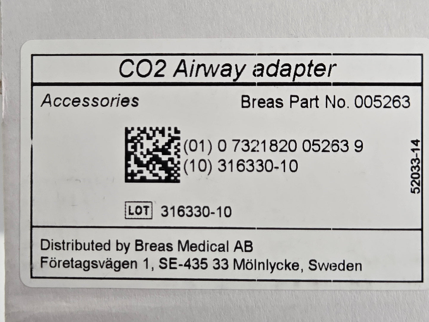 NEW Box of 25 Breas Masimo IRMA Airway CO2 Adapters 106220 Adult / Pediatric 005263 - MBR Medicals