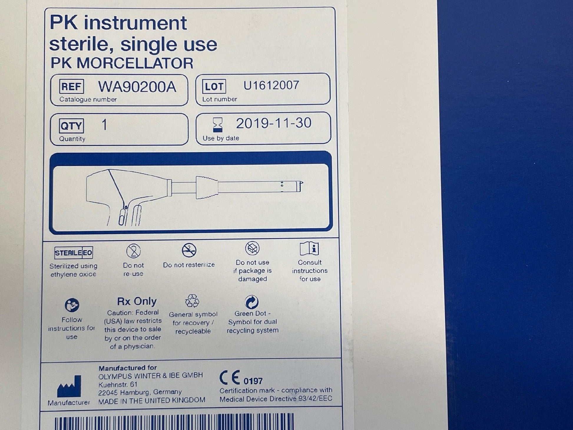 NEW Each Olympus PK Instrument Sterile Single Use PK Morcellator WA90200A - MBR Medicals