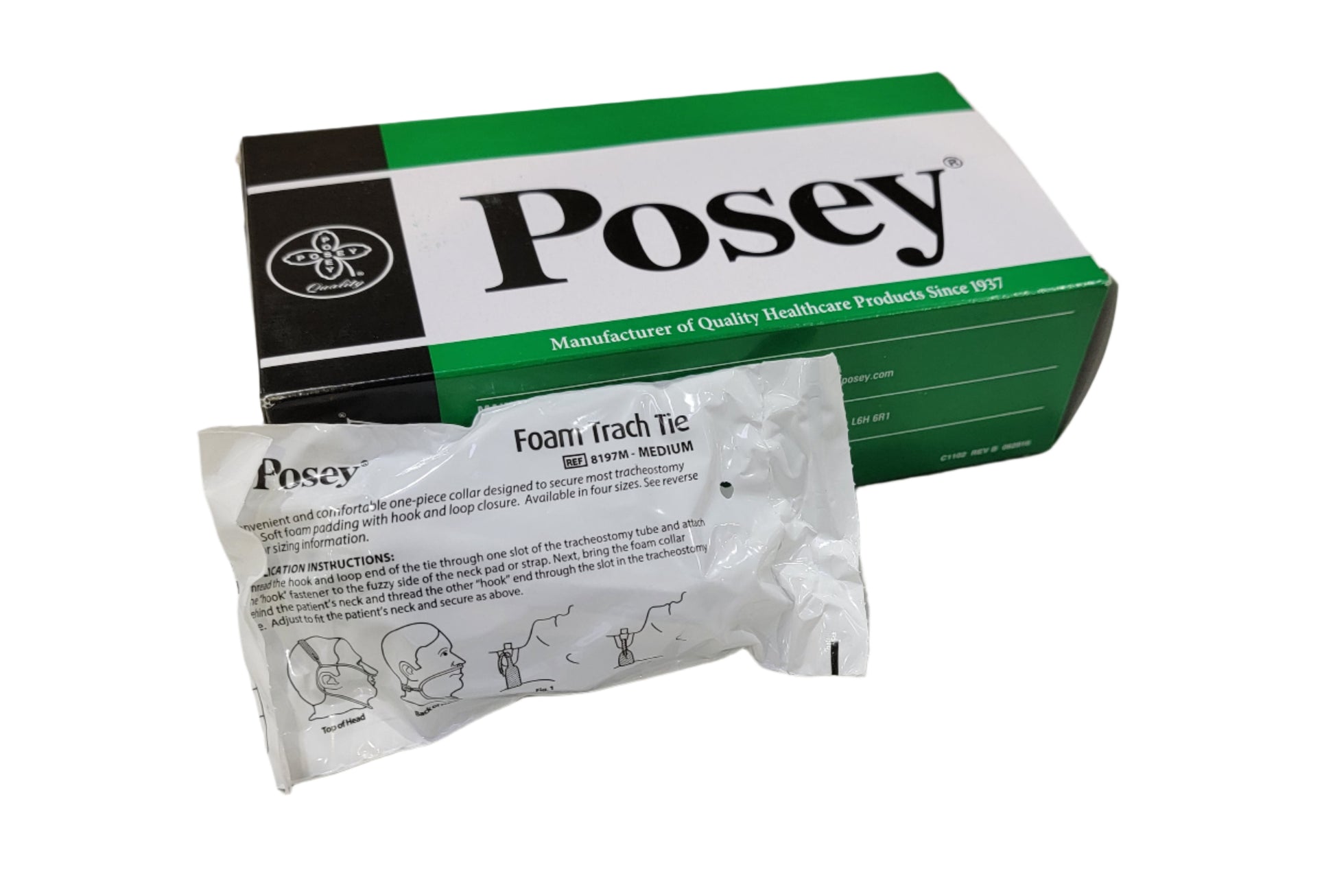 Posey Foam Trach Tie Medium 8197M 12/Box - New - MBR Medicals