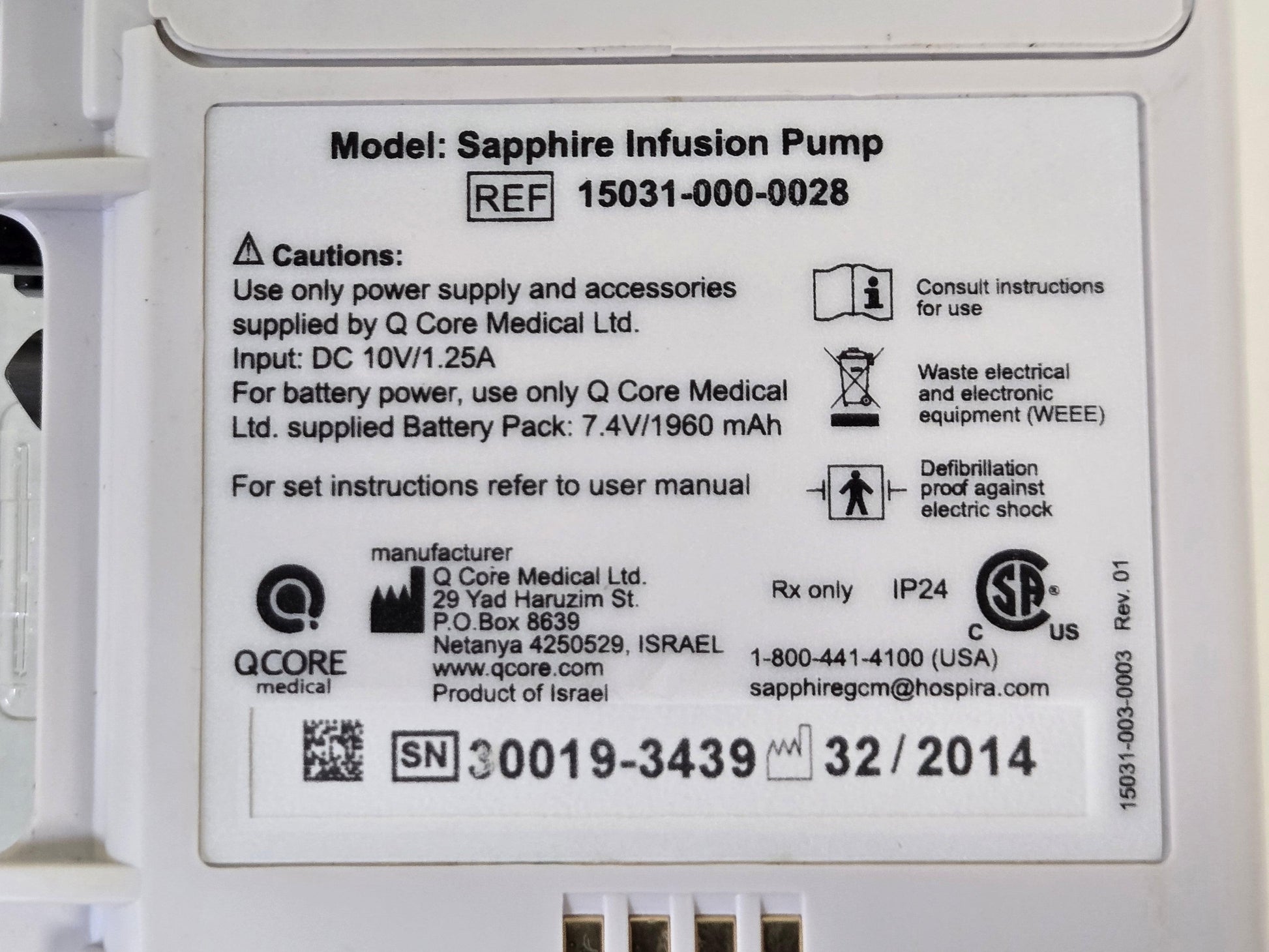 QCore Medical Sapphire Multi-Therapy Infusion Pump 15031-000-0001 - Used - MBR Medicals