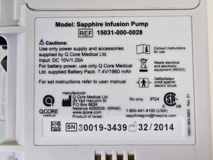 QCore Medical Sapphire Multi-Therapy Infusion Pump 15031-000-0001 - Used - MBR Medicals