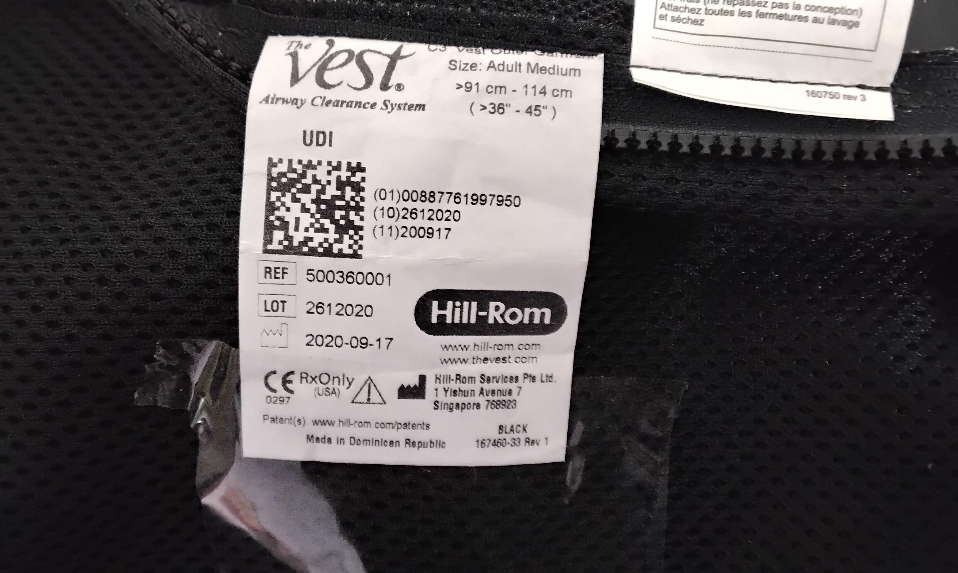 Adult Medium Hill-Rom The Vest Airway Clearance C3 Outer Vest