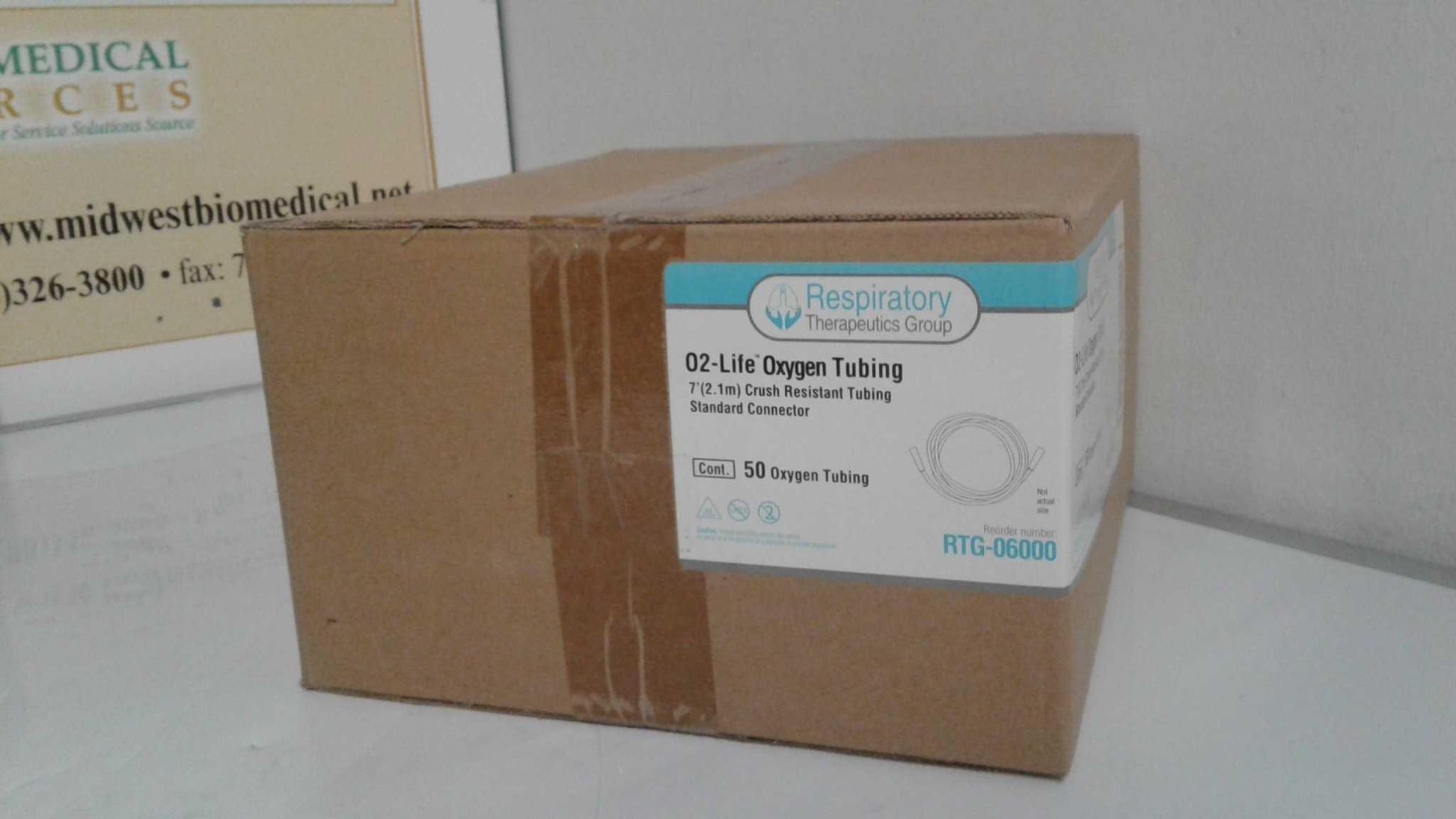 Case of 50 NEW Respiratory Therapeutics Group O2-Life Oxygen Crush Resistant 7' Foot Oxygen Tubing RTG-06000 FREE Shipping - MBR Medicals