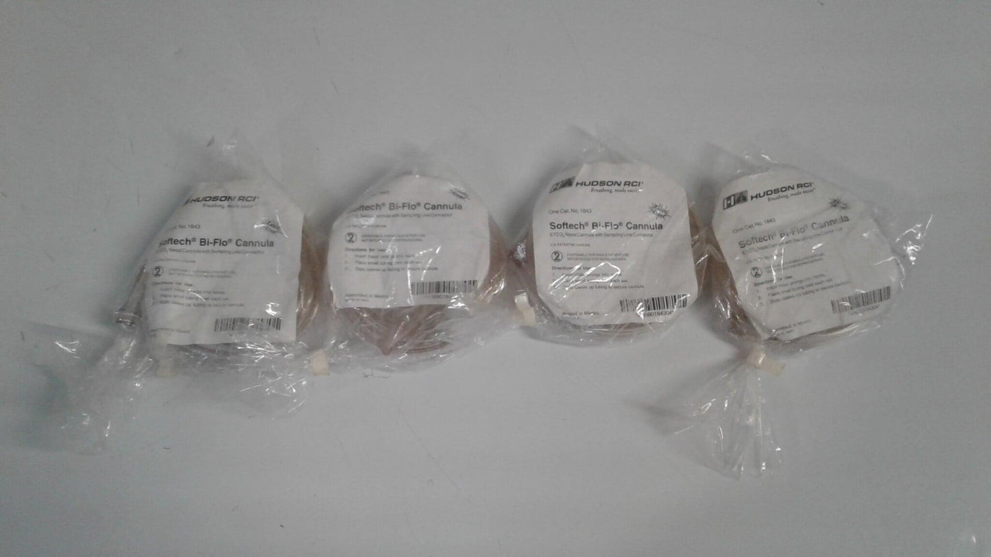 Lot of 4 NEW Hudson RCI Softech Bi-Flo Nasal Cannula with Sampling Line Connector 1843 - MBR Medicals