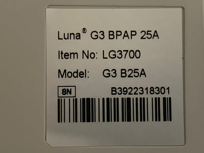 Luna G3 BPAP B25A Machine Auto-BiPAP with Heated Humidifier LG3700 - New No Box - MBR Medicals