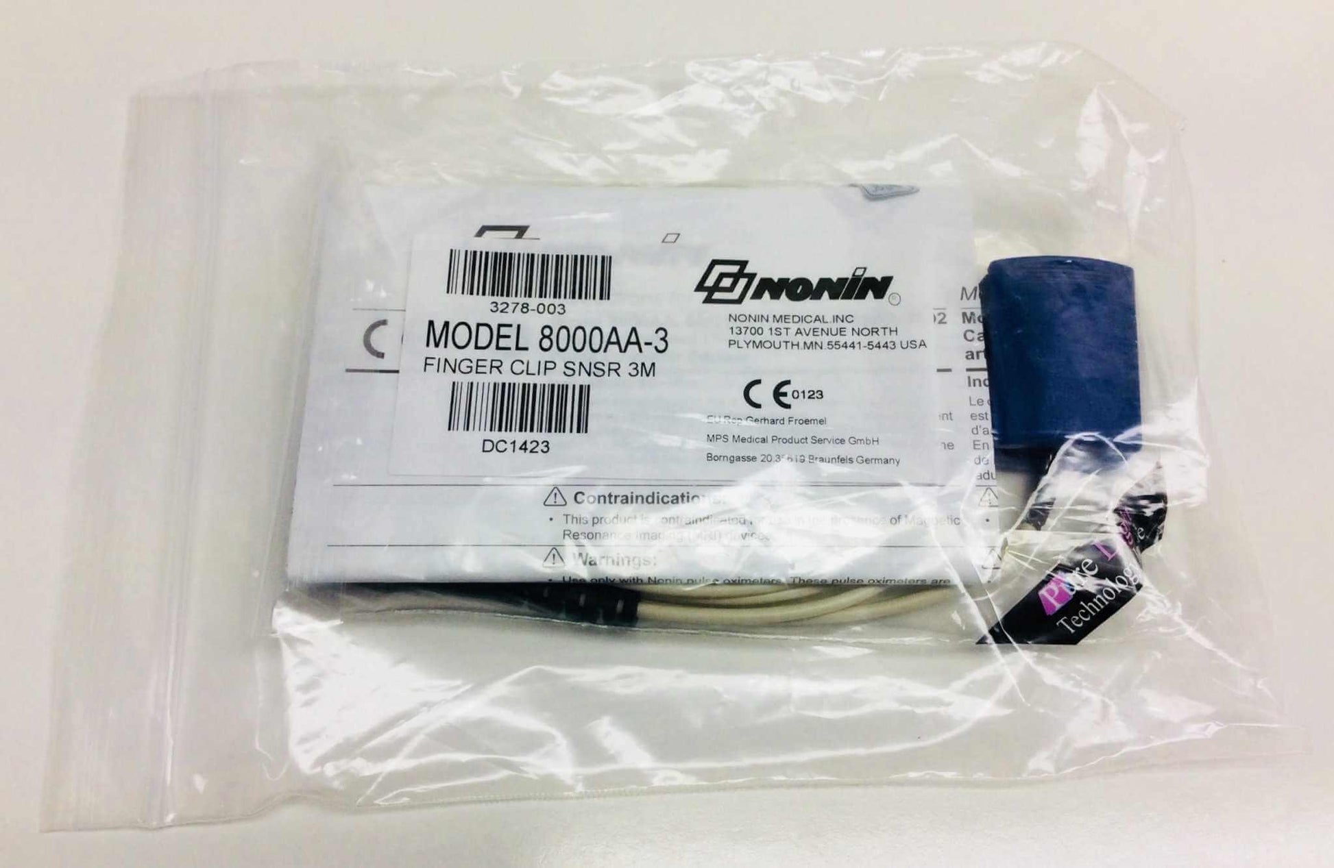 NEW Breas HDM iOxy Pulse Oximeter Sensor with Nonin Purelight SpO2 Flex Finger Probe Kit 005067 Warranty FREE Shipping - MBR Medicals