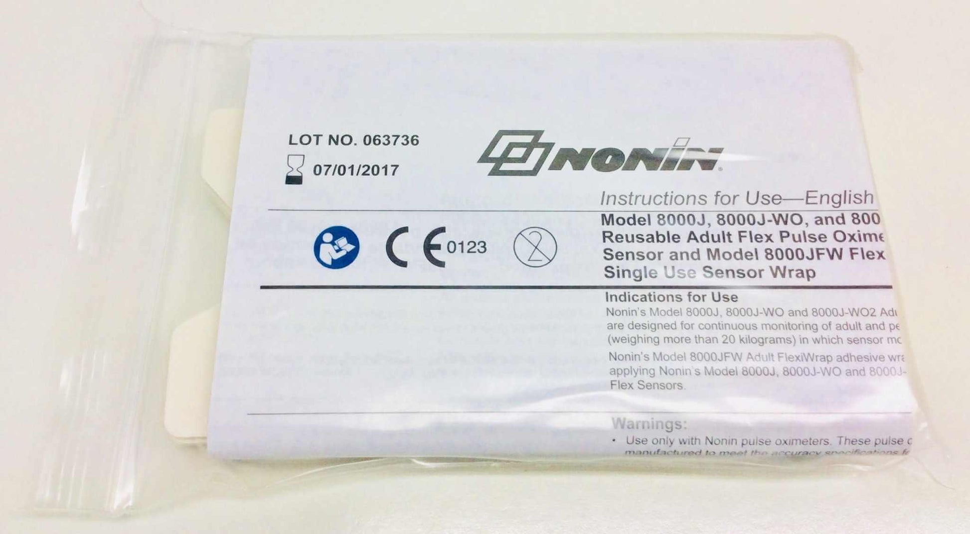 NEW Breas HDM Nonin SPO2 Adult Flex Sensor with Wraps 002064 34436 Warranty FREE Shipping - MBR Medicals