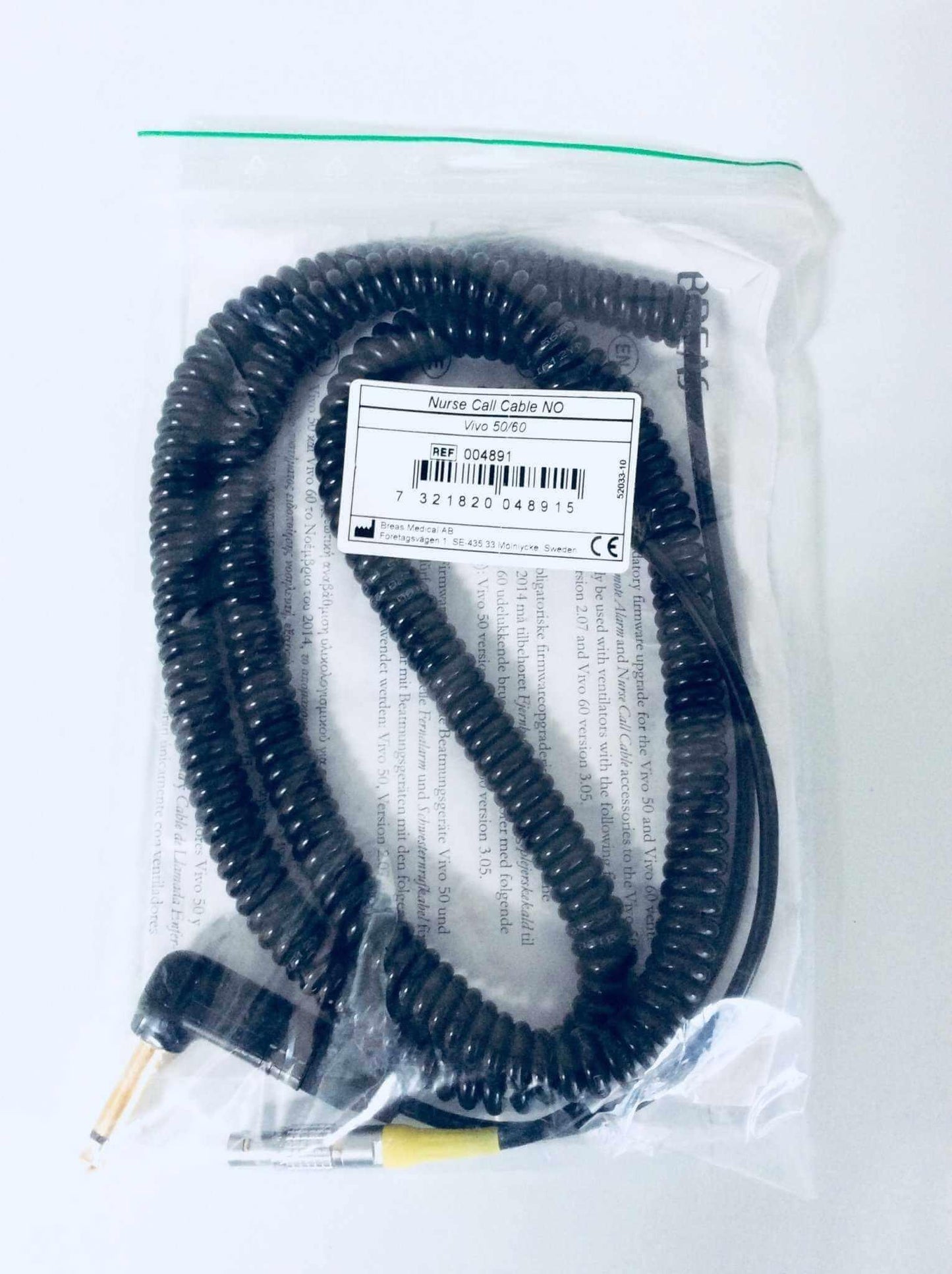 NEW Breas Vivo 50 60 Nurse Call Cable 004891 - MBR Medicals