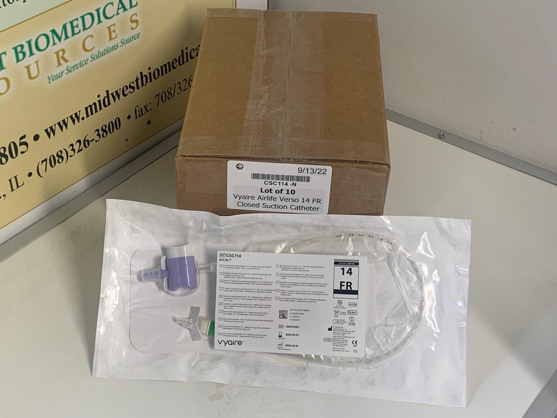 NEW Lot of 10 Vyaire Airlife Verso 14 FR Closed Suction Catheter CSC114 - MBR Medicals