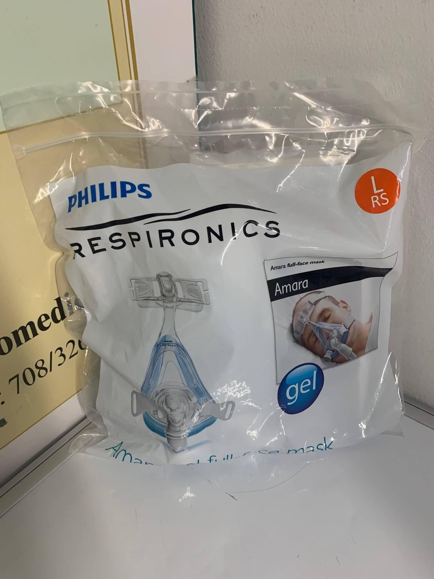 NEW Philips Respironics Amara Gel full face mask with RS frame and standard headgear L 1090426 Large Size - MBR Medicals