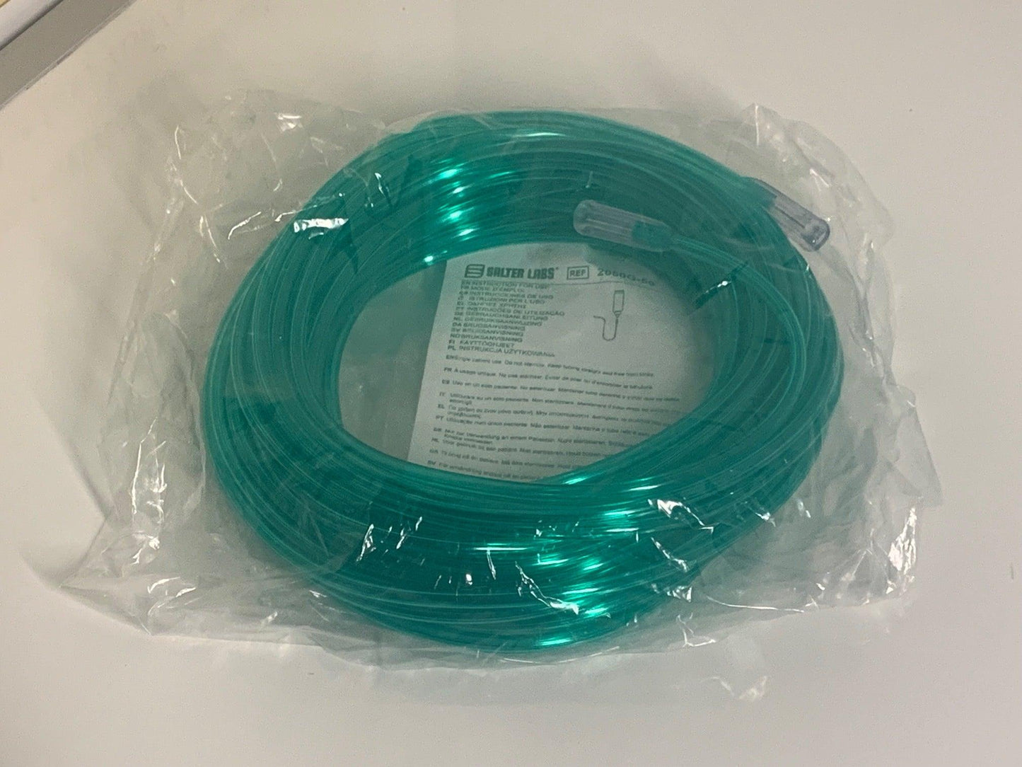 NEW Salter Labs 50' Green Oxygen Tubing 2050G-50 with Adult Soft Oxygen Nasal Cannula with Barbed Connector 16SOFT-B-0 - MBR Medicals