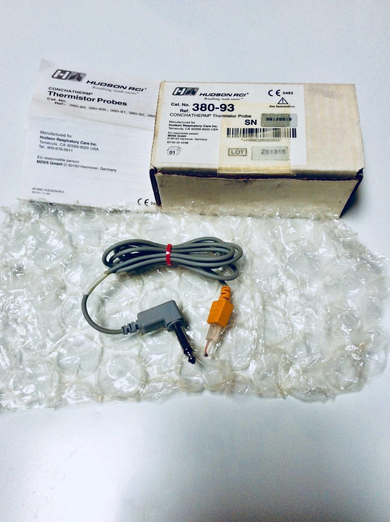 USED Hudson RCI Thermistor Pediatric Temperature Probe Straight Single 10K 380-93 Warranty FREE Shipping - MBR Medicals