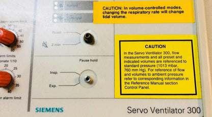 USED Siemens Servo 300 SV 300 Ventilator Control Panel PC 1614 PC 1588 FREE Shipping - MBR Medicals